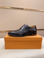 LV Black calfskin Leather Shoes-LV Man Business Leather Shoes